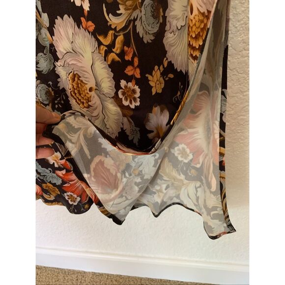 Anthropologie Tilda Maxi Slip Skirt Side-Slit Black Multi Size L - Picture 8 of 12